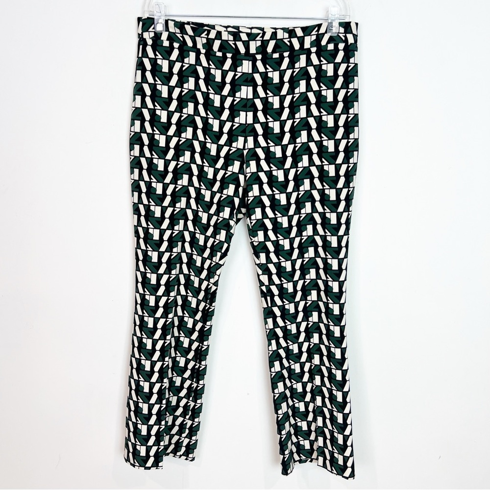 Zara Basic Green Off-White Black Pattern Flat Fro… - image 3